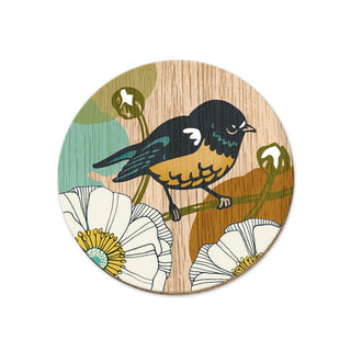 Wolfkamp & Stone | Screenprint Miromiro Coaster | Gifts NZ