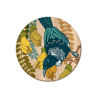Wolfkamp & Stone | Screenprint Tūī Coaster | Gifts NZ