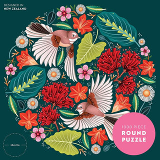 Catherine Marion | Chirpy Fantails Round Puzzle | Gifts NZ