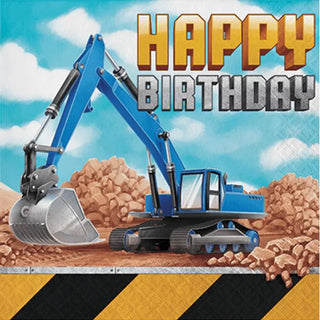 Big Dig Construction Happy Birthday Napkins - Lunch 16 Pkt