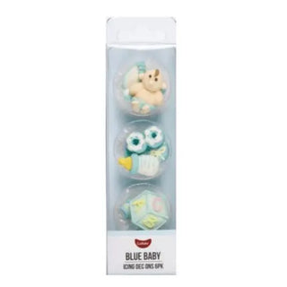 Edible Baby Boy Blue Icing Dec Ons - 6 Pack
