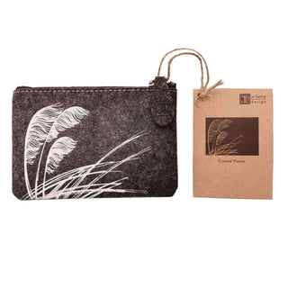 Jo Luping Design | Toetoe White On Grey Ecofelt Purse | Womens Gifts NZ