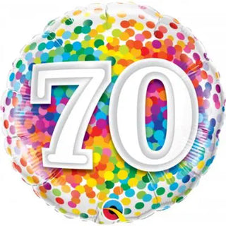 Rainbow Confetti 70th Foil Balloon