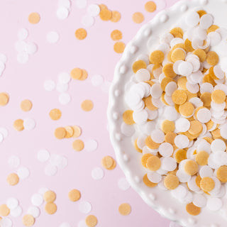 White & Gold Confetti Wafer Sprinkles | Gold Party Supplies NZ