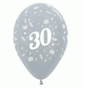 Satin Pearl Silver 30th Birthday Balloon