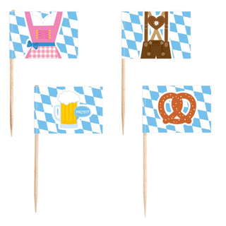 Oktoberfest Flag Cupcake Toppers - 30 Pkt