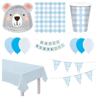 Blue Teddy Bears Picnic Party Pack for 8 - SAVE 10%
