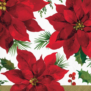 Red Poinsett Napkins | Red Floral Napkins | Christmas Napkins