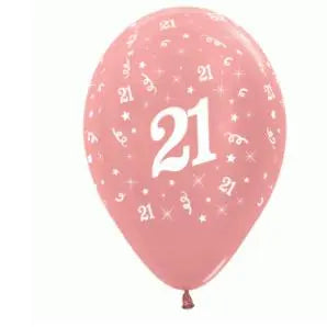 Metallic Rose Gold 21st Birthday Balloon