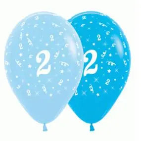 Blue & Royal Blue 2nd Birthday Balloons - 6 Pkt