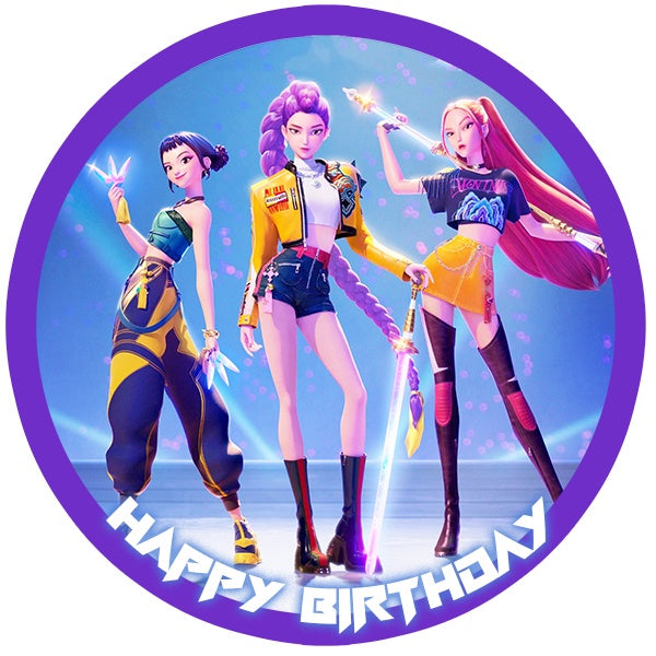 Kpop Demon Hunters Huntrix Girls Edible Cake Image NZ Build A Birthday NZ kpop-demon-hunters-huntrix-girls-edible-cake-image-nz-build-a-birthday-nz
