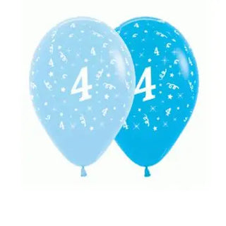 Blue & Royal Blue 4th Birthday Balloons - 6 Pkt