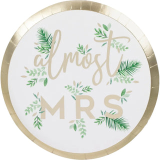 Ginger Ray Gold Foiled Almost Mrs Hen Party Plates - 8 Pkt