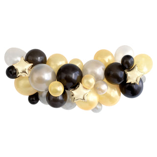Black Silver & Gold Balloon Garland Kit | Hollywood Party Supplies NZ