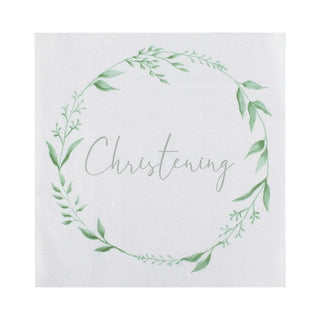 Ginger Ray White & Green Christening Paper Napkins - 16 Pkt