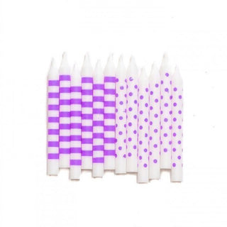 Dots and Stripes Candles | Purple Candles | Purple Cake Birthday Candles | Purple Party Supplies