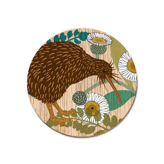 Wolfkamp & Stone | Screenprint Ngutu Roa Kiwi Coaster | Gifts NZ