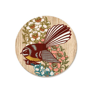 Wolfkamp & Stone | Screenprint Fantail Coaster | Gifts NZ