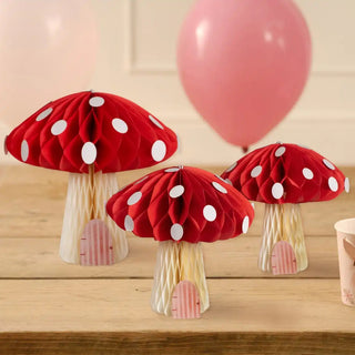 Ginger Ray | Paper Honeycomb Toadstool Decorations | Fairy Party Supplies NZ