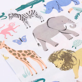 Meri Meri Safari Animal Party Napkins | Safari Animal Party Lunch Napkins | Lunch Napkins | Zoo Safari Jungle Animal Party Supplies