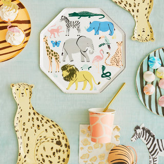 Meri Meri Safari Animal Party Plates | Safari Animal Dinner Plates | Safari Zoo Jungle Animals Party Supplies