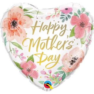 Happy Mothers Pink Floral Heart Foil Balloon