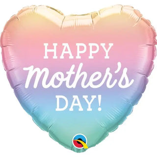 Happy Mothers Day Pastel Ombre Heart Foil Balloon