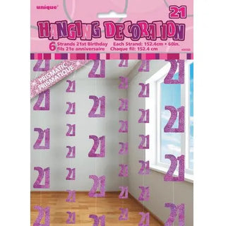 21st Pink Hanging Decorations