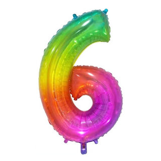 Unique | Giant Rainbow Number Foil Balloon - 6 | Rainbow Party Supplies NZ