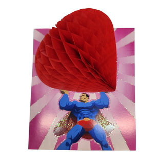 Valentines Superman Honeycomb Heart Card | Valentines Gifts NZ