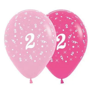 Pink & Hot Pink 2nd Birthday Balloons - 6 Pkt
