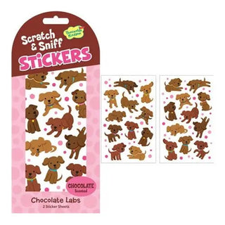 Peaceable Kingdom - Scratch n Sniff Chocolate Labs Stickers | Dog Party Theme & Supplies