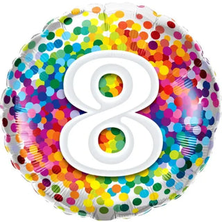 qualatex | rainbow confetti 8th foil balloon | 8th party supplies 