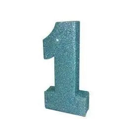 Creative Party | Number 1 Light Blue Glitter Centrepiece | Boy 1st Birthday Party Theme and Supplies