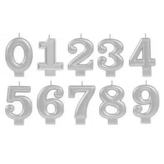 Silver Number Birthday Candles | Silver Cake Decorations
