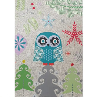 Festive Owl Glitter Christmas Card | Festive Owl Card