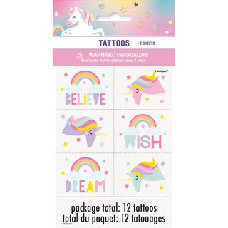 Pastel Unicorn Tattoos | Unicorn Party Supplies NZ