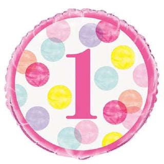 Pink Dots 1st Birthday Foil Balloon | 1st Birthday Party Theme & Supplies | Unique