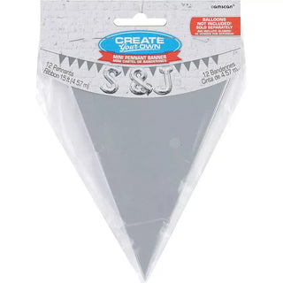 Silver Mini Pennant Banner | Silver Party Supplies