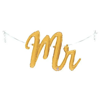 Betallic | mr gold script foil balloon banner | wedding party supplies NZ