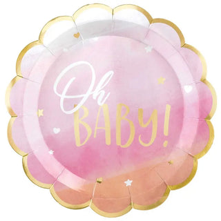 Oh Baby Girl Plates | Girl Baby Shower Supplies