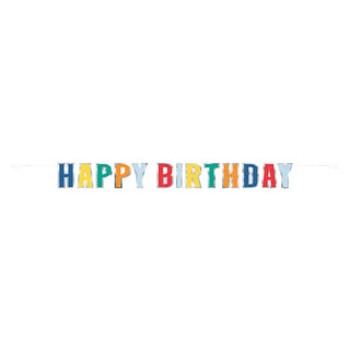 Happy Birthday Dots Foil Stamped Banner | Rainbow Party Supplies NZ