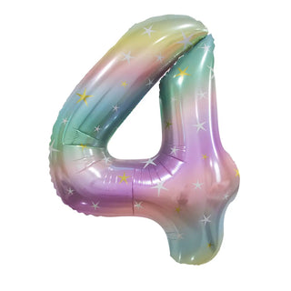 Giant Pastel Rainbow Number 4 Balloon | Pastel Party Supplies