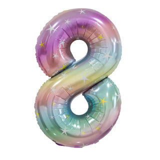 Giant Pastel Rainbow Number 8 Balloon | Pastel Party Supplies