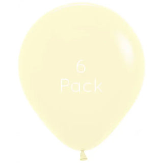 45cm Pastel Matte Yellow Giant Balloons - 6 Pkt