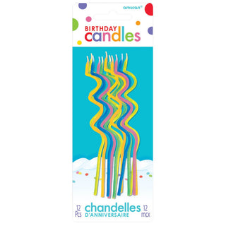 Amscan | Skinny Coil Candles - 12 Pkt | Rainbow Party Supplies NZ