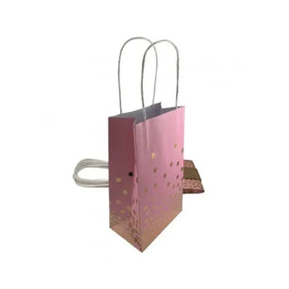 Pink with Gold Dots Paper Party Bag | Pink Party Supplies NZ