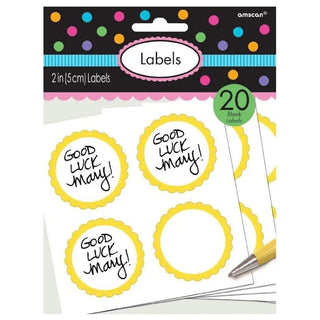 Yellow Scalloped Party Bag Labels - 20 Pkt
