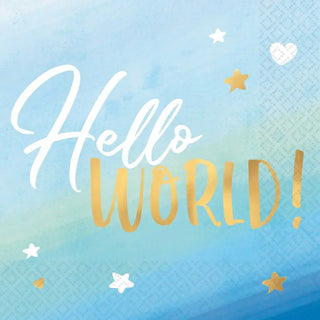 Oh Baby Boy Hello World Napkins | Boy Baby Shower Supplies NZ