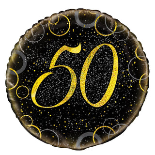 Unique | glitz gold 50th 18" foil balloon | 50th party supplies
